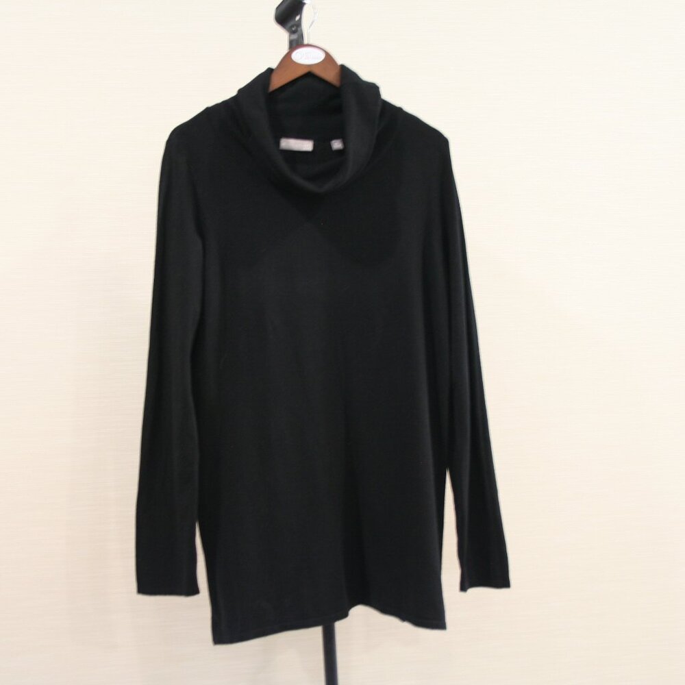 Evolution by Cyrus Cowl Neck Tunic Pullover Black Size XL Long Sleeve Knit Top